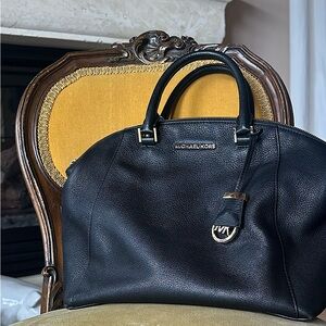 Michael Kors Black Leather Satchel Riley
